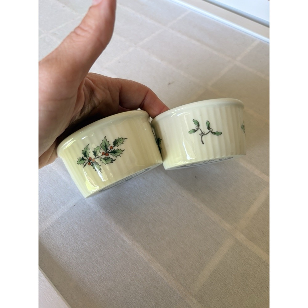 Vintage Spode Ceramic 2 Spode Christmas Tree Ribbed Ramekins - Picture 2 of 5